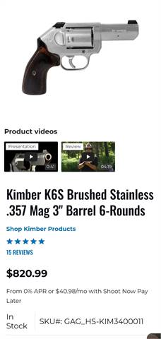 Looking to buy Kimber K6 357 Magnum