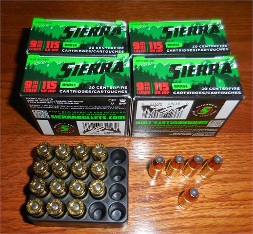 100rnds 9mm 115grn Jacketed Hollow Point Defense Ammo