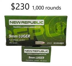  New Republic 9mm Luger 115 Grain Full Metal Jacket 50rds Per Box