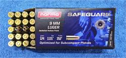 Norma SAFEGUARD 9mm 124gr JHP ⚠️50rd BOX⚠️