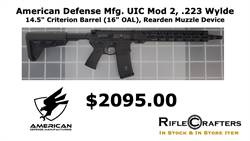 American Defense Mfg., UIC Mod 2, AR, 223 Wylde, 14.5" Criterion Barrel (16" OAL), Rearden Muzzle