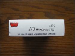 NEW 270 Winchester Brass 1-box (20 pcs.) in Original Winchester Boxes.
