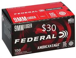 Federal American Eagle 9mm 115 Grain Full Metal Jacket 100rds Per Box