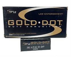 Speer Gold Dot .380 Auto 90 Grain Jacketed Hollow Point 50rds Per Box