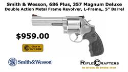 Smith & Wesson, 686 Plus, Deluxe, 3-5-7 Magnum Series, Double Action, Metal Frame Revolver, L-Frame
