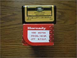 270 Cal. bullets. 1-box Speer 130 gr.  1-box Hornady 140 gr.